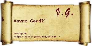 Vavro Gerő névjegykártya